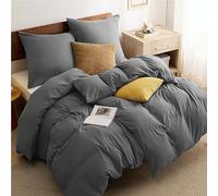 BEDSURE Ropa de cama de 200 x 220 cm, 3 piezas, color antracita, 1 funda nórdica de 200 x 220 cm y 2 fundas de almohada de 80 x 80 cm, certificado Öko-Tex, microfibra de poliéster con cremallera