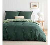 BEDSURE Ropa de cama de 200 x 220 cm, 3 piezas, color verde salvia/verde oscuro, funda nórdica de 200 x 220 con 2 fundas de almohada de 80 x 80 cm, con certificación Öko-Tex, ropa de cama reversible