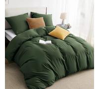 BEDSURE Ropa de cama de 220 x 240 cm, 3 piezas, color gris verde oliva, 1 funda nórdica de 240 x 220 cm + 2 fundas de almohada de 80 x 80 cm, juegos de ropa de cama certificado ÖKO-TEX, color verde