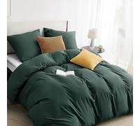 BEDSURE Ropa de cama de 220 x 240 cm, 3 piezas, color verde bosque, 1 funda nórdica de 240 x 220 cm y 2 fundas de almohada de 80 x 80 cm, certificado Öko-Tex, color verde, microfibra con cremallera