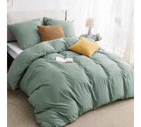 BEDSURE Ropa de cama de 220 x 240 cm, 3 piezas, color verde salvia, 1 funda nórdica de 240 x 220 cm y 2 fundas de almohada de 80 x 80 cm, certificado Öko-Tex, color verde, poliéster, microfibra con