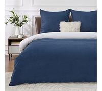 BEDSURE Ropa de cama esponjosa 155x220 Azul - Funda nórdica de invierno de forro polar con 2 fundas de almohada 80x80 cm, Juegos de ropa de cama cálidos con cremallera, Ropa de cama de invierno de