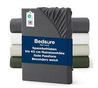 Bedsure Sábana bajera ajustable de 180 x 200 cm, extraprofunda, sábana bajera de hasta 40 cm, para colchones altos, camas con somier y colchones con topper, suave y agradable al tacto, gris antracita