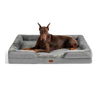 Bedsure Sofá Perro Ortopédica Extra Grande - Cama Perro Viscoelastica y Lavable, Colchon Perro con Funda Desenfundable y Forro Impermeable, Gris, XXL