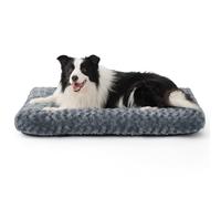 Bedsure Tapete grande lavable para perros con parte inferior antideslizante, colchón de felpa con soporte grueso para perros grandes y medianos, 104 x 69 x 8 cm, color gris