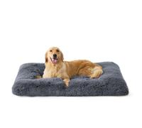 Bedsure XL Colchón Perro Lavable, Mullido 104x69cm Gris Oscuro | Colchón XL Gris Oscuro Anti-Estrés Con Relleno Grueso, Fondo Antideslizante, Limpieza Rápida En Lavadora