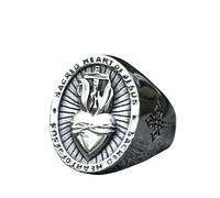 BEDT Nuevo Anillos Para Hombre, Amuleto De Cruz Del Sagrado Corazón De Jesús, Joyería De Manos