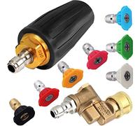 Beduan Juego de boquillas turbo giratorias para lavadora a presión 3600 PSI 3.0GPM de 1/4 pulgadas, conexión rápida de múltiples grados, kit de puntas de boquilla con 5 ángulos de rotación acoplador adaptador de pivote para limpieza