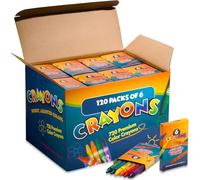 Bedwina Crayones a granel Caja de 120 (6 paquetes, 720 crayones), material escolar no tóxico para niños, bebés, profesores, viajes, fiestas y regalos navideños