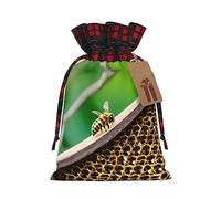 Bee 1 bolsa de Navidad con cordón de 8.3 x 11.8 pulgadas, bolsa robusta para regalos y artículos esenciales de uso diario