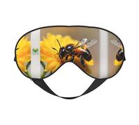 Bee and Flower - Máscara de ojos de doble cara, máscara de ojos con correa ajustable, cubierta de sombra para dormir, bloquea la luz