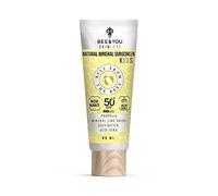 BEE and You Kids% Protector solar mineral 100% natural SPF 50 para niños, cara y cuerpo, resistente al agua, protección solar con óxido de zinc y propóleos de abeja, hipoal