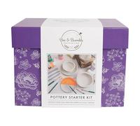 Bee & Bumble Kit de iniciación de cerámica de neón, arcilla endurecedora al aire de 1 kg, juego de 4 herramientas de modelado, pinturas acrílicas neón, barniz mate, juego de manualidades individual,