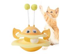 Bee Design Cat Toy, Tumbling Rotating Cat Toy, Rotating Play Plate, Interactive Cat Play, Little Bee Design Tumbling Rotating Play Plate for Medium and Small Cats, Yellow