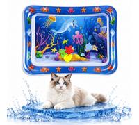 BEE&FLOWER Alfombrilla de juego con sensor de agua para gatos y perros | Material de PVC libre de BPA, mundo marino refrescante, para gatos y perros, protección contra fugas, plegable para viajes
