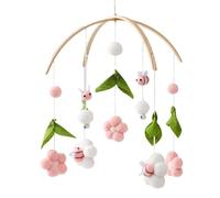 Bee Flower Crib Mobile - Juguete de guardería de 25 cm, decoración de cuna colgante, ayuda divertida para dormir, ropa de cama para niñas | Techo sensorial visual hecho a mano
