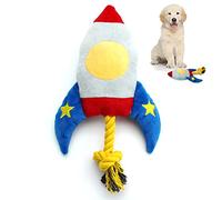 BEE&FLOWER Juguete para masticar para perros, indestructible, con sonido para perros, juguete para masticar, inteligencia para perros, cohete de peluche