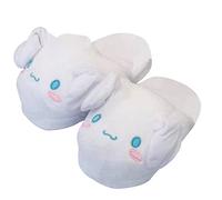 BEE&FLOWER Pantuflas Kawaii Cinnamoroll para mujer, con orejas móviles, zapatos de interior para niños y adultos, con gorra de airbag para regalo de invierno 38-42, Blanco, 41 1/3 EU