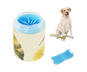 Bee & Flowers Art - Lavadora portátil para patas de mascotas con cepillo de silicona suave, limpia suavemente las patas después de los paseos