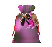 Bee Flying - 1 bolsa de Navidad con cordón de 4.7 x 6.9 pulgadas, bolsa robusta para regalos y artículos esenciales de uso diario