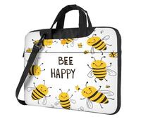 Bee Happy - Funda para portátil de 15.6 pulgadas, bonita funda para laptop con correa para el hombro, portátil, a prueba de golpes, funda protectora de transporte para computadora portátil para