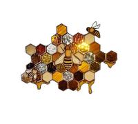 Bee Honeycomb Stained Glass Suncatcher: Colorful Bee Pendant Art, Hangable Decoration for Homes and Windows