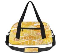 Bee Honeycombs Flower - Bolsas de lona para niños y niñas, bolsa deportiva ligera de color amarillo, para gimnasio, para fin de semana, bolsa de viaje o baile, Flor de panal de abeja, 18.5L x 7.8W x
