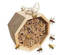Bee Hotel Box, Wooden Bee Hive Set, 5.9in Pollinating Palace Garden, Portable Butterfly House, Wasp Habitat for Backyard, Balcony, Patio Outdoor Spaces