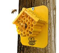 Bee House - Small Wooden Nest Hotel for Pollinator Shelter and Garden Display | Outdoor Hanging Habitat Decor for Beekeeper Farm Backyard Park Orchard Landscape Nature Enthusiast Use