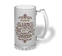 Bee Ingenious Jarra cerveza personalizada de cristal esmerilado. Jarra de cerveza original. Coleccion cerveceros. (Maestra Cervecera)