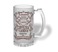 Bee Ingenious Jarra cerveza personalizada de cristal esmerilado. Regalo día de la madre: Maestra cervecera el mejor... con nombre, año y texto personalizados (Maestra)