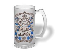 Bee Ingenious Jarra cerveza personalizada Maestro cervecero y del ALAVES de cristal esmerilado con nombre y año personalizados Regalos para hombres. Regalos para padres, novios. (Maestro Alaves)