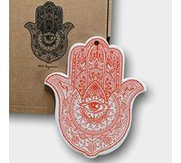 Bee Ingenious Mano de fatima de ceramica decoracion hogar moderno amuleto mal de ojo y de la buena suerte. Decoracion boho adorno decorativo pared y bandeja decorativa moderna (Rojo-anaranjado)