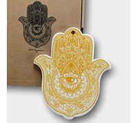 Bee Ingenious Mano de fatima de ceramica decoracion hogar moderno amuleto mal de ojo y de la buena suerte. Decoracion boho adorno decorativo pared y bandeja decorativa moderna (Mostaza)