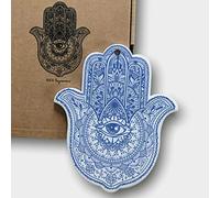 Bee Ingenious Mano de fatima de ceramica decoracion hogar moderno amuleto mal de ojo y de la buena suerte. Decoracion boho adorno decorativo pared y bandeja decorativa moderna (Azul marino)