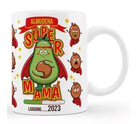 Bee Ingenious Taza Aguacate Super mamá Regalo madres o embarazada Regalos para mamas embarazadas Regalos originales para embarazadas primerizas (Súper Mamá personalizada)