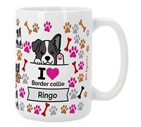 Bee Ingenious Taza Border Collie personalizada con nombre. Taza desayuno XL de 443 ml. Taza perros personalizada con nombre. Regalo Tazas razas de perros. Tazas originales para regalar. (Border)