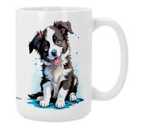 Bee Ingenious Taza Personalizada con Border Collie y Nombre - Taza XL 15oz - 443ml de Cerámica para Desayuno | Regalo Ideal para Amantes de Perros (Border)