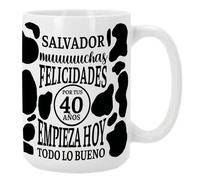 Bee Ingenious Taza personalizada con nombre y edad. Taza desatuno cafe XXL original: Muuuchas felicidades por tus 40 años. Empieza hoy todo lo bueno - 30 años - 50 años - cumpleaños