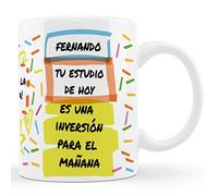 Bee Ingenious Taza Personalizada para Opositores con Nombre - Regalo para Opositor - Taza de Desayuno (Tu Estudio Tu Inversión)
