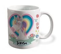 Bee Ingenious Taza unicornio personalizada con nombre.Regalos Niños y Niñas Personalizado.Tazas unicornio para niñas. (Turquesa)