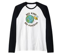 Bee Kind Peaceful Cute Earth Peace Design con positividad Camiseta Manga Raglan