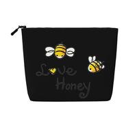 Bee Love Honey - Organizador de cosméticos grande, bolsa de cáñamo falso, resistente al agua, bolsa con cremallera para viajes diarios