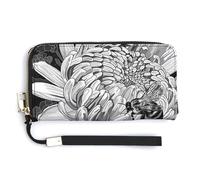 Bee on A Flower Honey Floral Cartera de piel moderna bolsa larga con correa de muñeca para hombres y mujeres, Estilo:, 20.0*10.5cm