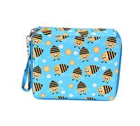 Bee Pattern Pencil Storage Bag | 127 Holes High Capacity Organizer for Colored Pencils/Makeup Brushes/Art Supplies | Sturdy Polyester with Thickened Handle
