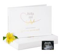 Bee Petit - Hola Mi Bebé - Diario Embarazo, Libro Bebe: Regalos Embarazadas Originales - Stickers Consejos Registra Recuerdos Embarazo Primer Año - Tapa Dura Wire-o Detalles en Dorado Caja Regalo