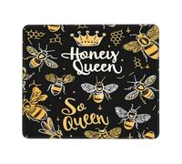 Bee Queen - Alfombrilla de mouse para juegos con diseño de panal con bordes cosidos, base de goma antideslizante para PC y portátil, 26 x 21 cm