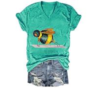 Bee Strong Camiseta Divertida Abeja Miel Cuello en V Camiseta de Algodón para Mujeres, amarillo, XL