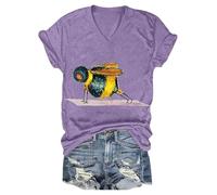 Bee Strong Camiseta Divertida Abeja Miel Cuello en V Camiseta de Algodón para Mujeres, verde, XL