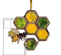 Bee Sun Catcher, Acrylic Bee Decoration, Elegant Honeycomb Ornament for Outdoor Indoor Window Balcony Holiday Nursery Home
